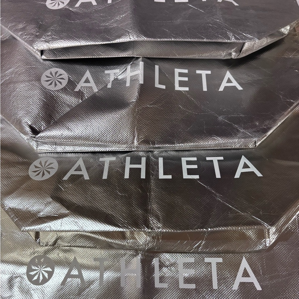 Set of 4 Athleta Metallic Silver Shopping Tote